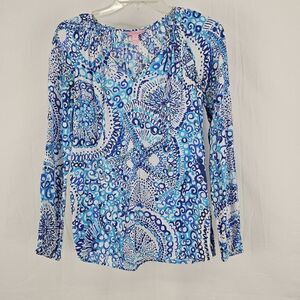 Lilly Pulitzer Willa Top In Resort White Midnight Blues Women's  Size XXS